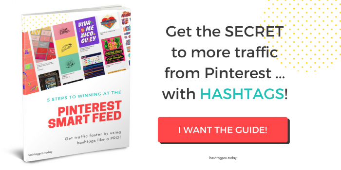 Button to get FREE GUIDE to hashtags on Pinterest